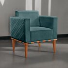 Poltrona Para Sala De Estar Madeira Maciça Delly Azul