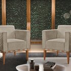 Poltrona Para Sala De Estar Madeira Maciça Delly Bege