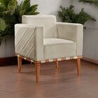 Poltrona Para Sala De Estar Madeira Maciça Delly Bege Claro