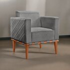 Poltrona Para Sala De Estar Madeira Maciça Delly Cinza