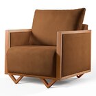 Poltrona Para Sala De Estar Madeira Maciça Matteo Luxo Carame