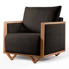 Poltrona Para Sala De Estar Madeira Maciça Matteo Luxo Corino