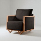 Poltrona Para Sala De Estar Madeira Maciça Matteo Luxo Corino