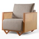 Poltrona Para Sala De Estar Madeira Maciça Palha Rattan Arthu