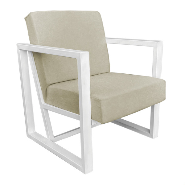 Poltrona Para Sala De Estar Maya Corano Bege Base Metálica Br