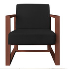 Poltrona Para Sala De Estar Maya Corano Preto Base Metálica C