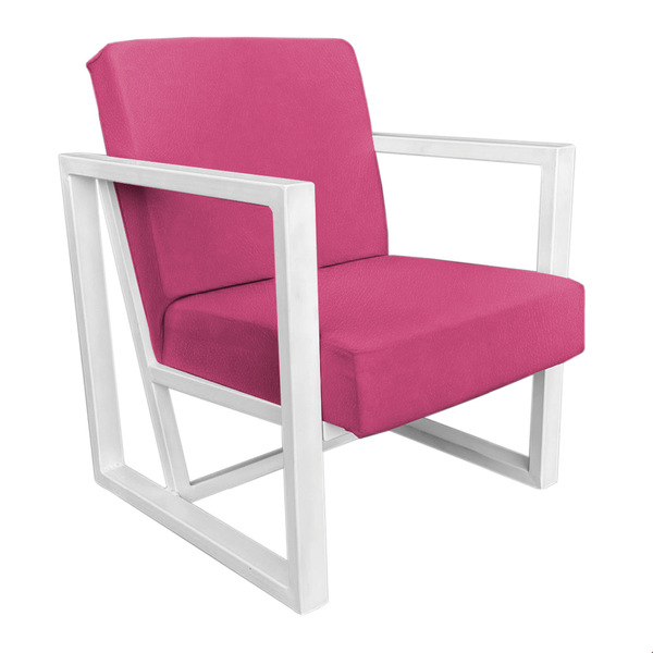 Poltrona Para Sala De Estar Maya Corano Rosa Base Metálica Br