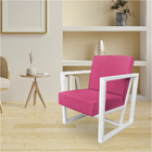 Poltrona Para Sala De Estar Maya Corano Rosa Base Metálica Br