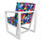 Poltrona Para Sala De Estar Maya Estampado Triângulo Base Met