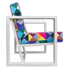 Poltrona Para Sala De Estar Maya Estampado Triângulo Base Met