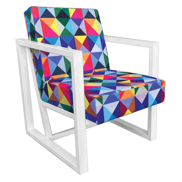 Poltrona Para Sala De Estar Maya Estampado Triângulo Base Met