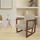 Poltrona Para Sala De Estar Maya Linho Base Metálica Cobre -