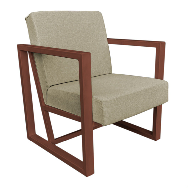 Poltrona Para Sala De Estar Maya Linho Base Metálica Cobre -