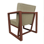 Poltrona Para Sala De Estar Maya Linho Base Metálica Cobre -