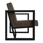 Poltrona Para Sala De Estar Maya Linho Base Metálica Preta -