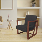 Poltrona Para Sala De Estar Maya Linho Grafite Base Metálica