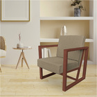 Poltrona Para Sala De Estar Maya Linho Palha Base Metálica Co