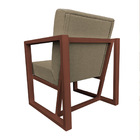 Poltrona Para Sala De Estar Maya Linho Palha Base Metálica Co