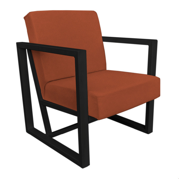 Poltrona Para Sala De Estar Maya Veludo Boucle Base Metálica