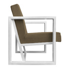 Poltrona Para Sala De Estar Maya Veludo Boucle Marfim Base Me