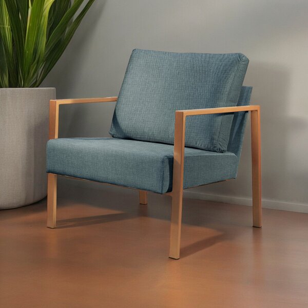 Poltrona Para Sala De Estar Metal Industrial Sophia Azul