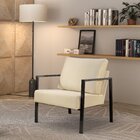 Poltrona Para Sala De Estar Metal Industrial Sophia Bege Claro