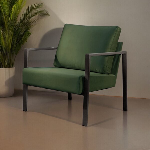 Poltrona Para Sala De Estar Metal Industrial Sophia Verde