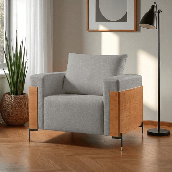 Poltrona Para Sala De Estar Metal Madeira Maciça Heitor Luxo