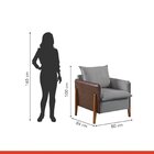 Poltrona Para Sala De Estar Monalisa  Veludo/cinza