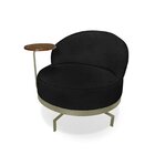 Poltrona Para Sala De Estar Normah Giratória Linho Boucle Pre