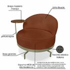 Poltrona Para Sala De Estar Normah Giratória Linho Boucle Ter