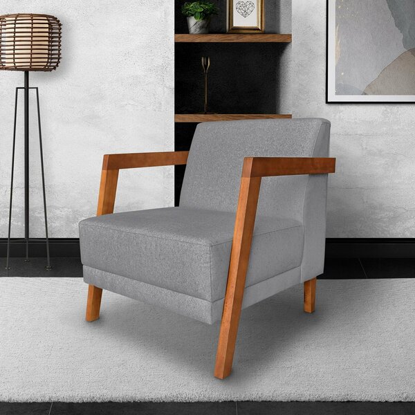 Poltrona Para Sala De Estar Nyon Linho Cinza