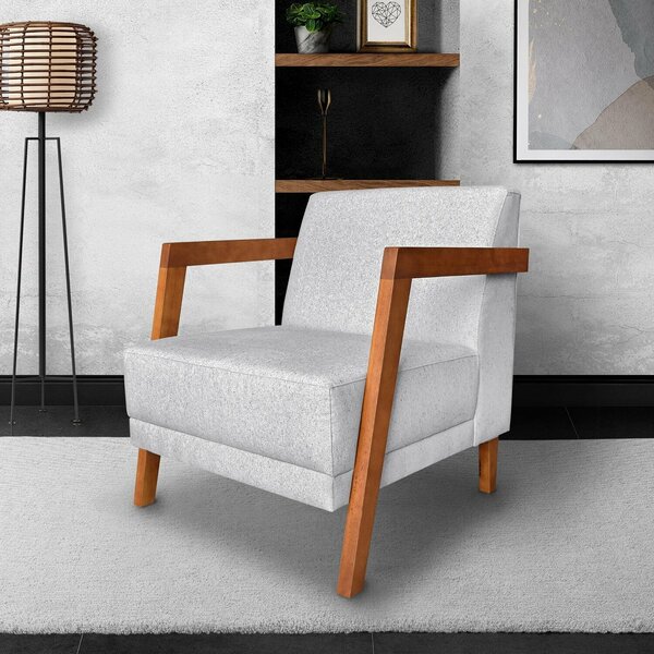 Poltrona Para Sala De Estar Nyon Linho Rústico Grigio Grigio