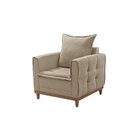 Poltrona Para Sala De Estar Pés E Base Em Madeira Arezzo Bege