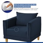 Poltrona Para Sala De Estar Pés Em Madeira Melina Azul