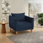 Poltrona Para Sala De Estar Pés Em Madeira Melina Azul