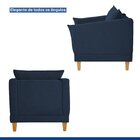 Poltrona Para Sala De Estar Pés Em Madeira Melina Azul