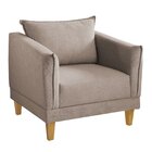 Poltrona Para Sala De Estar Pés Em Madeira Melina Bege