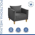 Poltrona Para Sala De Estar Pés Em Madeira Melina Cinza