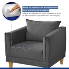 Poltrona Para Sala De Estar Pés Em Madeira Melina Cinza