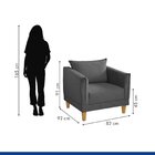 Poltrona Para Sala De Estar Pés Em Madeira Melina Cinza