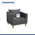 Poltrona Para Sala De Estar Pés Em Madeira Melina Cinza