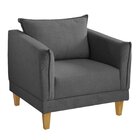 Poltrona Para Sala De Estar Pés Em Madeira Melina Cinza