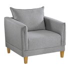 Poltrona Para Sala De Estar Pés Em Madeira Melina Cinza