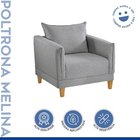 Poltrona Para Sala De Estar Pés Em Madeira Melina Cinza