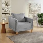 Poltrona Para Sala De Estar Pés Em Madeira Melina Cinza