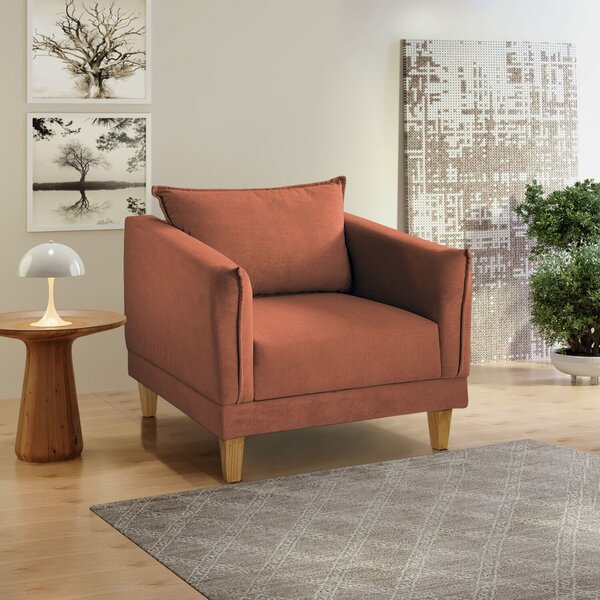 Poltrona Para Sala De Estar Pés Em Madeira Melina Terracota