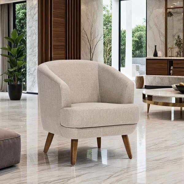 Poltrona Para Sala De Estar Pés Em Madeira Tamara Aveia