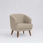 Poltrona Para Sala De Estar Pés Em Madeira Tamara Mescla Bege