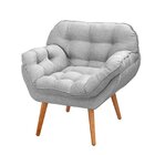 Poltrona Para Sala De Estar Pés Trapézio Miami Cinza